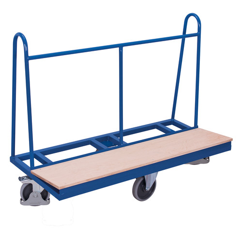 Plattenwagen mit rhombischer Rollenanordnung, 500 kg Traglast, 1500 x 370 mm, blau