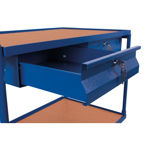 Tischwagen mit 2 Ladeflchen und 2 Schubladen, 250 kg Traglast, 985 x 605 mm, blau