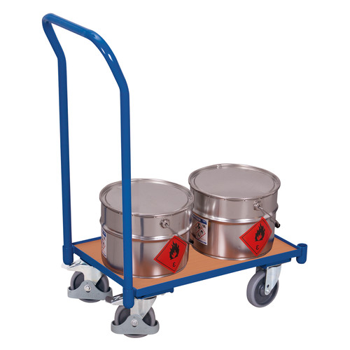 Euro-System-Roller mit Boden und Schiebebgel, 250 kg Traglast, 605 x 410 mm, blau