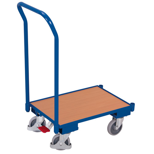Euro-System-Roller mit Boden und Schiebebügel, 250 kg Traglast, 605 x 410 mm, blau