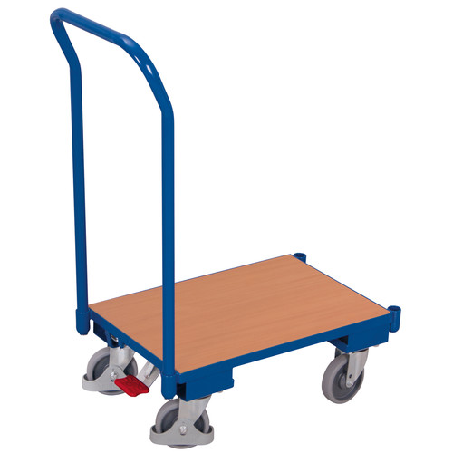 Euro-System-Roller mit Boden und Schiebebgel, 250 kg Traglast, 610 x 415 mm, blau