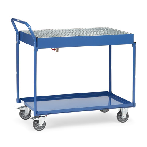 Tischwagen 2722, 2 Ebenen, 1000 x 600  mm, 300 kg Tragfhigkeit, Blau, mit Bremse