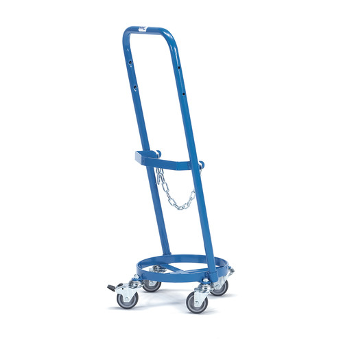 Stahlflaschenroller 51160, 410x970 mm, 80 kg Tragfähigkeit, Blau, mit Bremse