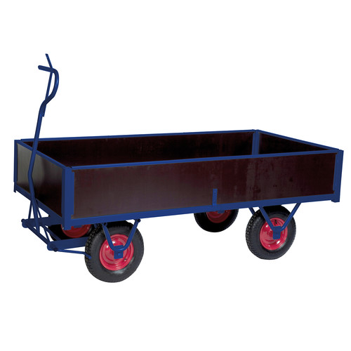 Schwerlastwagen, 2000 x 1000 mm, 1500 kg Tragfhigkeit, Blau, luftbereift, mit Seitenwnden