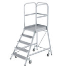 Podesttreppe einseitig begehbar mit Federrolle Aluminium...