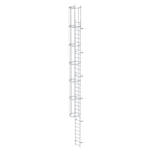 Einzgige Steigleiter mit Rckenschutz (Bau) Aluminium blank 10,72m