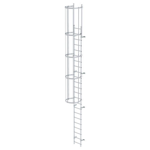 Einzgige Steigleiter mit Rckenschutz (Bau) Aluminium blank 7,64m