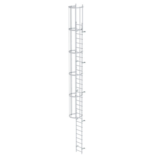 Einzgige Steigleiter mit Rckenschutz (Bau) Aluminium blank 9,60m