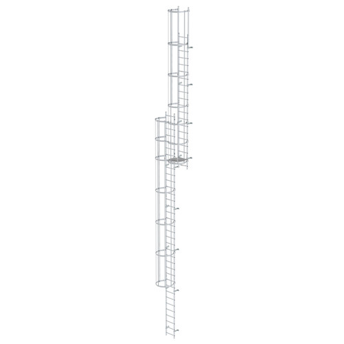 Mehrzgige Steigleiter mit Rckenschutz (Bau) Aluminium blank 14,64m