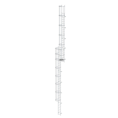 Mehrzgige Steigleiter mit Rckenschutz (Bau) Aluminium blank 17,16m