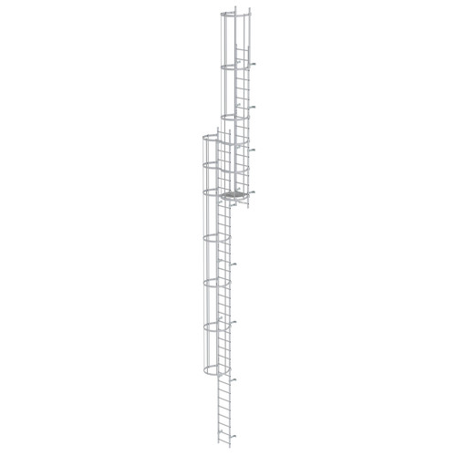 Mehrzgige Steigleiter mit Rckenschutz (Bau) Aluminium eloxiert 13,80m