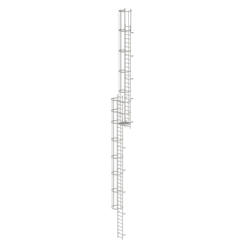 Mehrzgige Steigleiter mit Rckenschutz (Bau) Edelstahl 17,16m