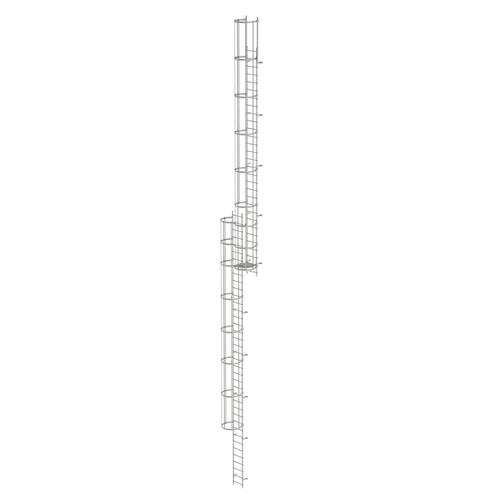 Mehrzgige Steigleiter mit Rckenschutz (Bau) Edelstahl 18,28m