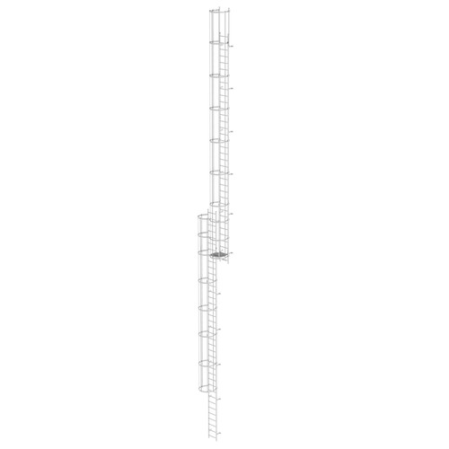 Mehrzgige Steigleiter mit Rckenschutz (Bau) Edelstahl 19,96m