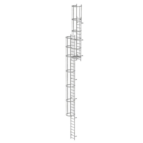 Mehrzgige Steigleiter mit Rckenschutz (Bau) Stahl verzinkt 12,96m