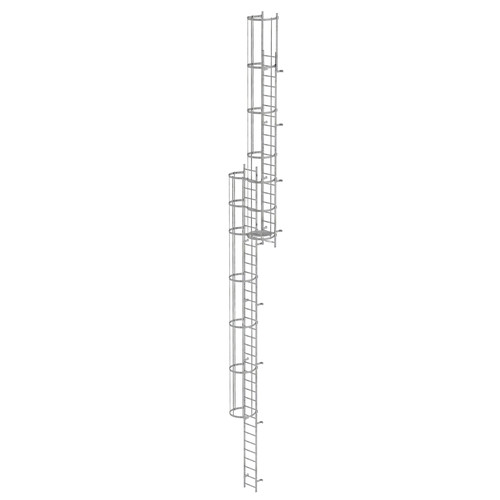 Mehrzgige Steigleiter mit Rckenschutz (Bau) Stahl verzinkt 14,64m