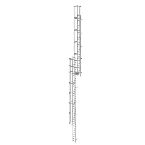 Mehrzgige Steigleiter mit Rckenschutz (Bau) Stahl verzinkt 17,16m