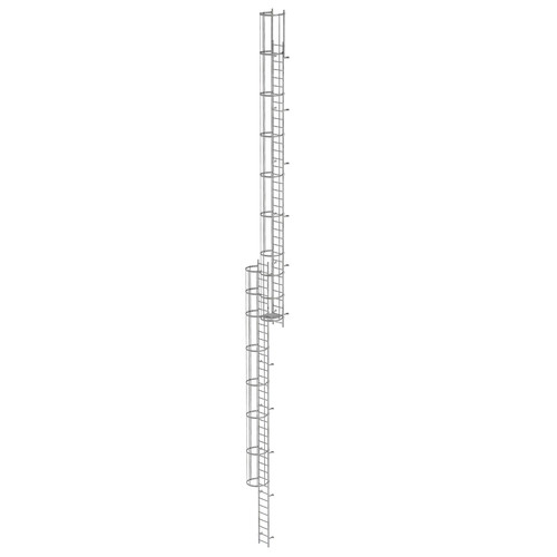 Mehrzgige Steigleiter mit Rckenschutz (Bau) Stahl verzinkt 19,96m