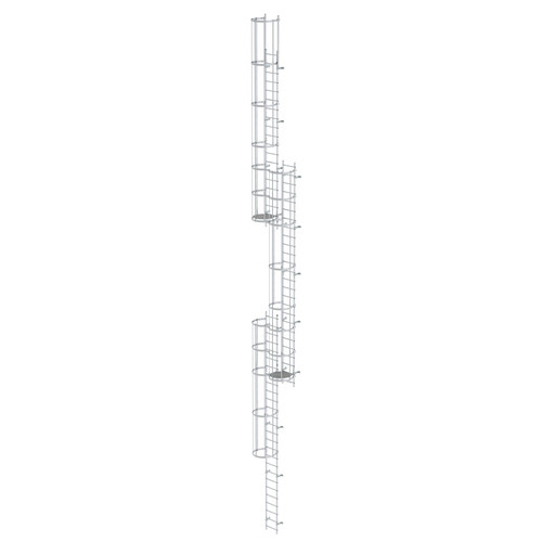 Mehrzgige Steigleiter mit Rckenschutz (Notleiter) Aluminium blank 17,16m