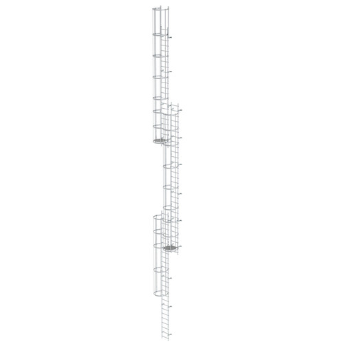 Mehrzgige Steigleiter mit Rckenschutz (Notleiter) Aluminium blank 18,84m