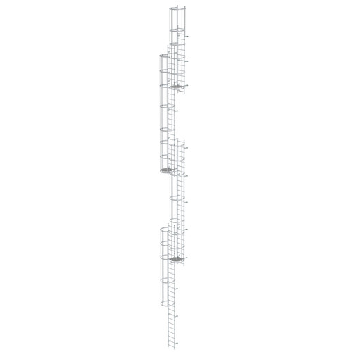 Mehrzgige Steigleiter mit Rckenschutz (Notleiter) Aluminium blank 19,96m