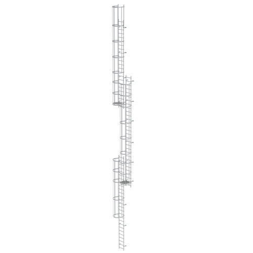 Mehrzgige Steigleiter mit Rckenschutz (Notleiter) Aluminium eloxiert 18,84m