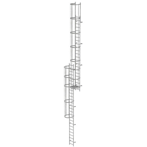 Mehrzgige Steigleiter mit Rckenschutz (Notleiter) Stahl verzinkt 12,96m