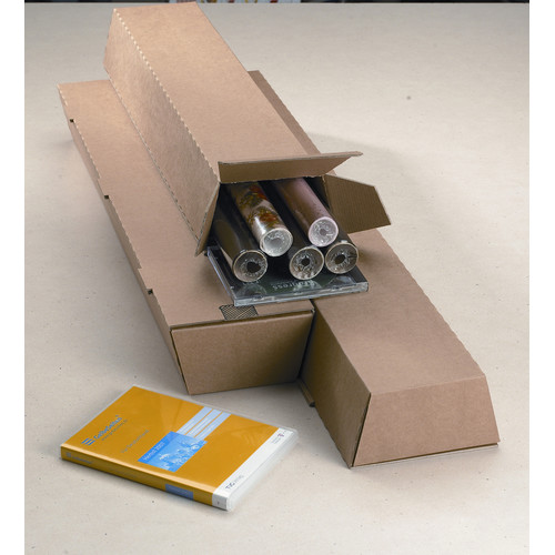 Trapez- Versandverpackung (keine zuschl. bei allen Postdienstleistern) aus Wellpappe braun (FE KL) m. Selbstklebeverschlu, DIN A1, 610x 145/108 x75 mm, Braun