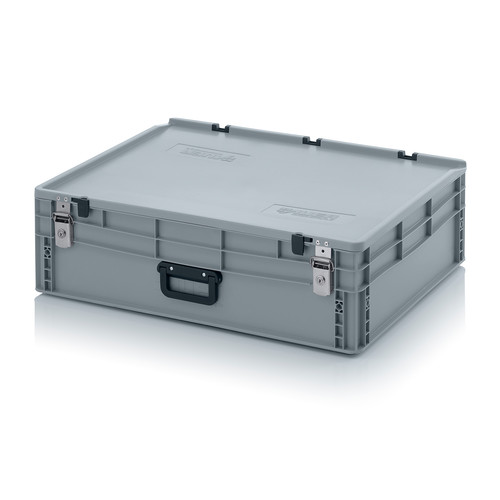 Eurobehlter Koffer mit Verschliesystem 1G, 800x600x235 mm, Silbergrau