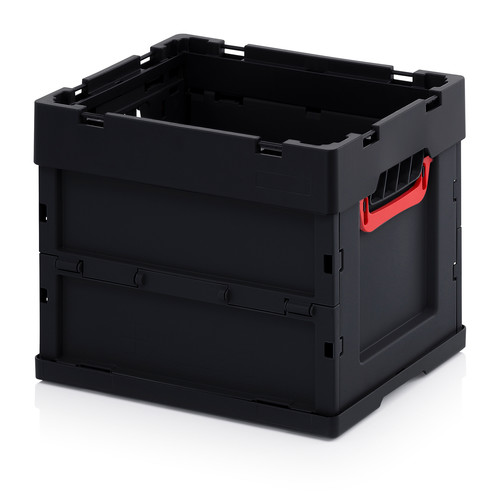 ESD-Faltboxen ohne Deckel, ohne Deckel, 400x300x320 mm, Schwarz