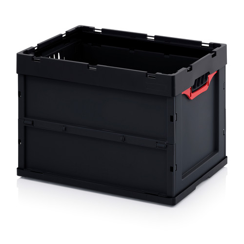ESD-Faltboxen ohne Deckel, ohne Deckel, 600x400x420 mm, Schwarz