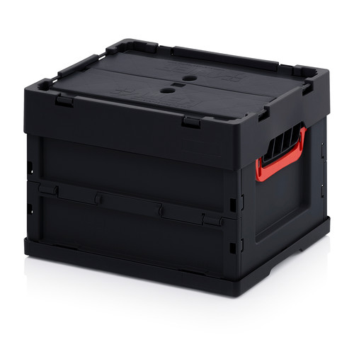 ESD-Faltboxen mit Deckel, mit Deckel, 400x300x270 mm, Schwarz, 34,65 €