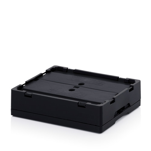 ESD-Faltboxen mit Deckel, mit Deckel, 400x300x320 mm, Schwarz