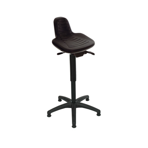 Stehhilfe ergonomischer PU-Sitz schwarz, mit Griffmulde, Hhenverstellung: 580-840mm optionaler Furing, Kunstoff Fukreuz