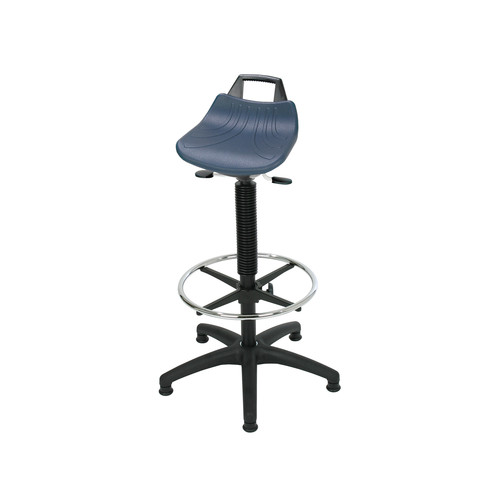 Stehhilfe, Kunststoff-Fukreuz Gleiter, PP blau oder PU schwarz Sitzhhe 610-860mm, Rckensttze, Furing, Sitzneige