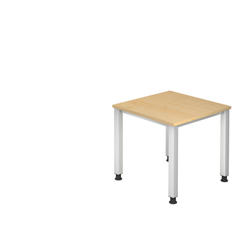 Schreibtisch 4-Fu Q-Serie - verschiedene Mae u. Formen, Hhe: 68-83,5cm, 25 mm dick, 2 mm ABS-Kante, 4-Fu-Gestell, stufenlos hheneinstellbar, optional: Kabelwanne