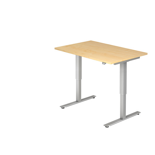 Schreibtisch T-Fu XMST - verschiedene Mae, Hhe: 73-119 cm  elektrisch hhenverstellbar, 25 mm dick, 2 mm ABS-Kante, Tastschalter