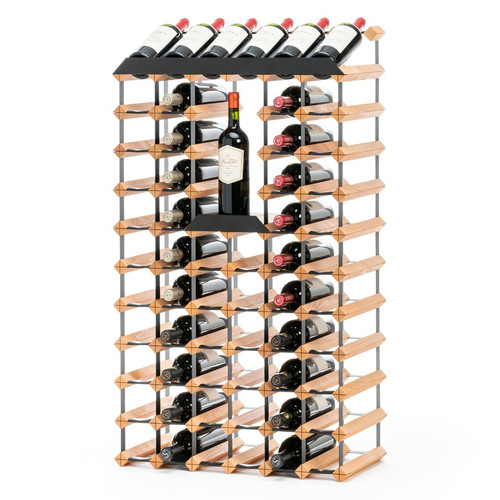 RAXI Weinregal fr 58 Flaschen mit einer Presentationreihe und integriertem Stellplatz