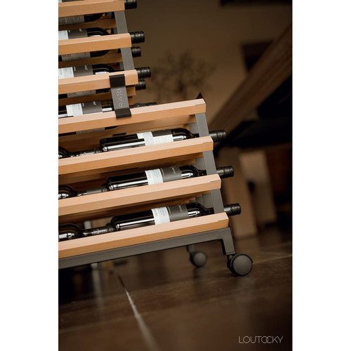 Weinregal Holz RAXI Motion (fahrbar) 90 Flaschen Buche - Farbe: Kirschbaum 55 x 130 cm